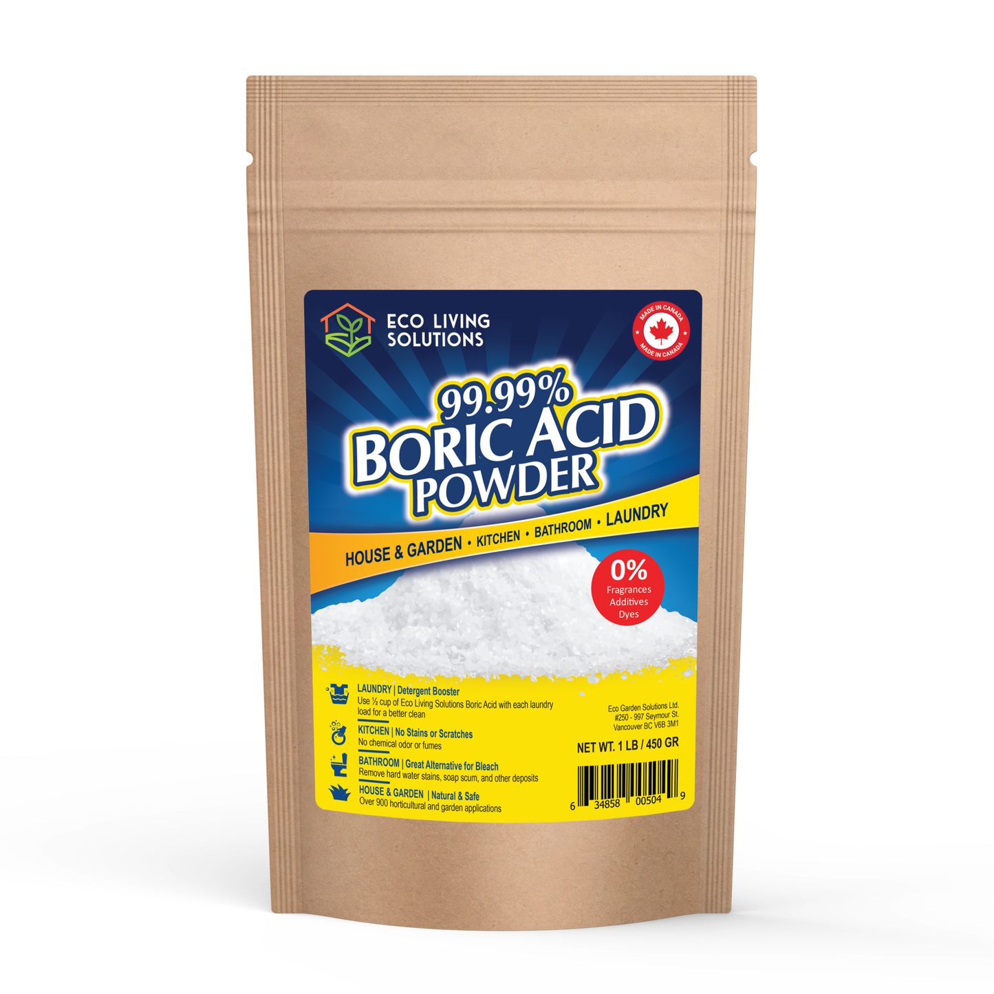 Eco Living Solutions - 99.99% Boric Acid Powder | Horticultural Garden Application | Multipurpose Cleaner | Laundry Additive