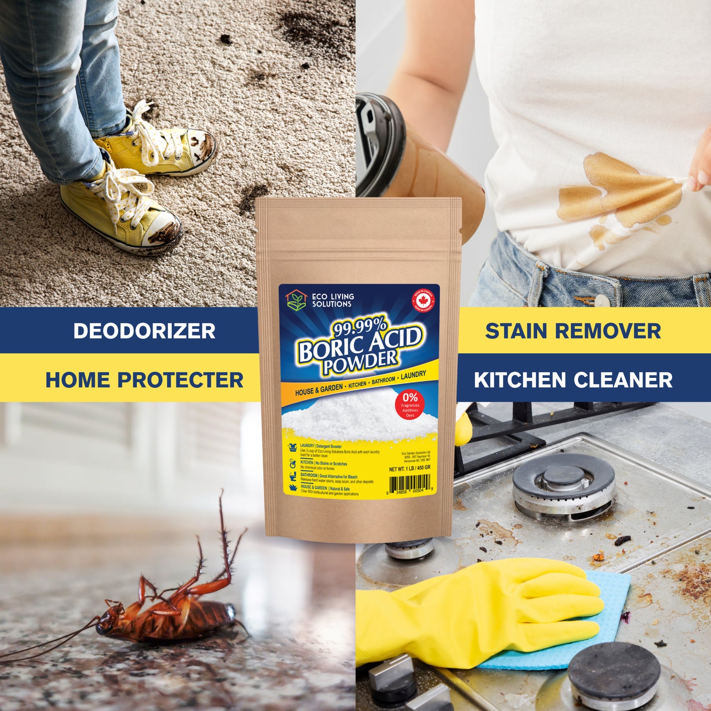 Eco Living Solutions - 99.99% Boric Acid Powder | Horticultural Garden Application | Multipurpose Cleaner | Laundry Additive